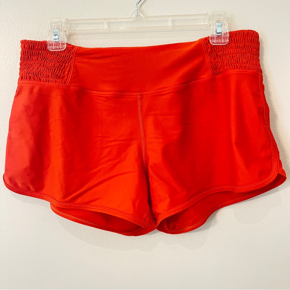 Prana Red Athletic Shorts with Elastic Waistband and Dolphin Hem